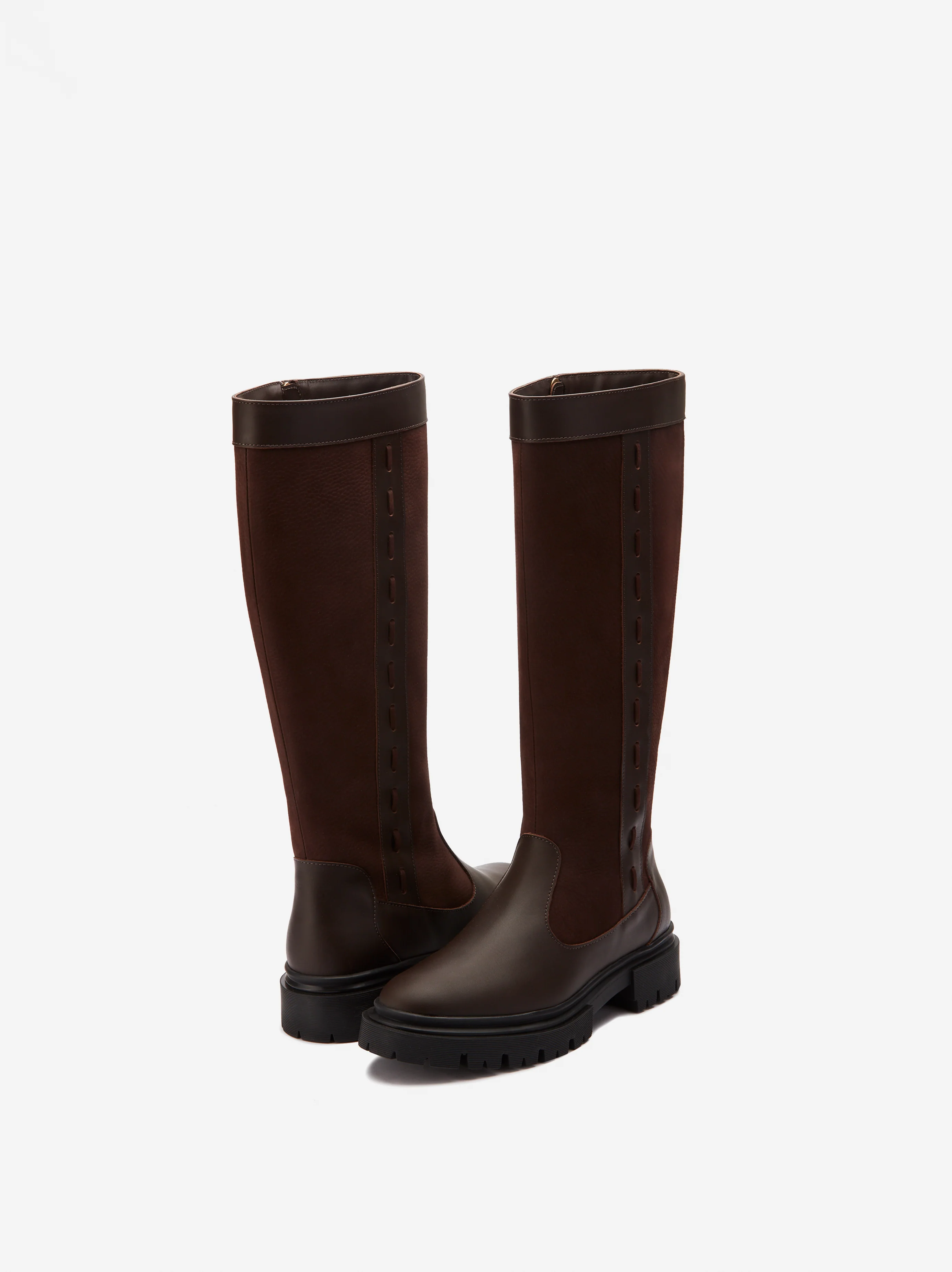 Oakford Knee High Boots in Dark Brown Leather - Image 3