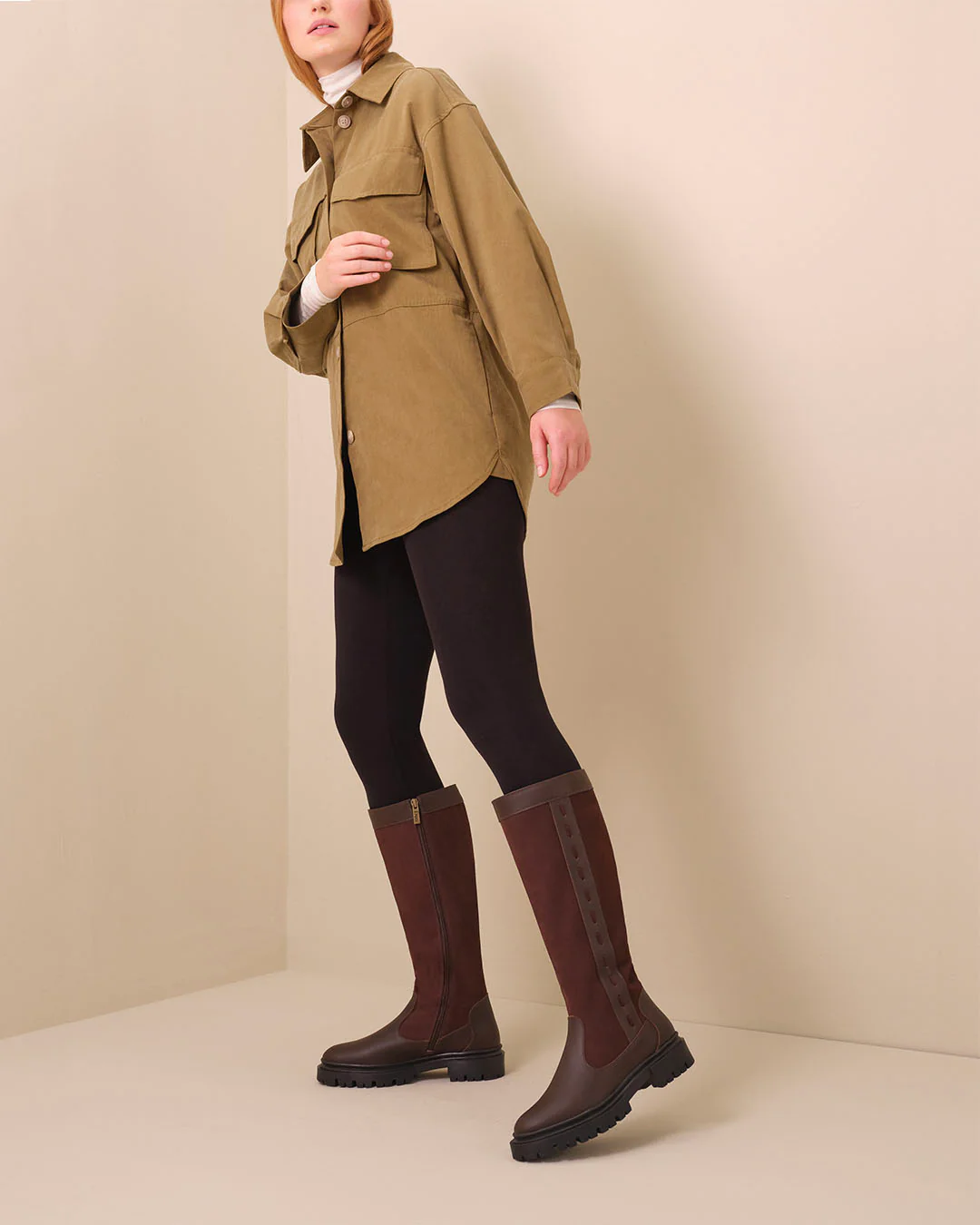 Oakford Knee High Boots in Dark Brown Leather - Image 5