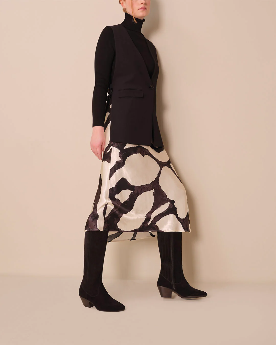 Saffron Knee High Boots in Black Suede - Image 6