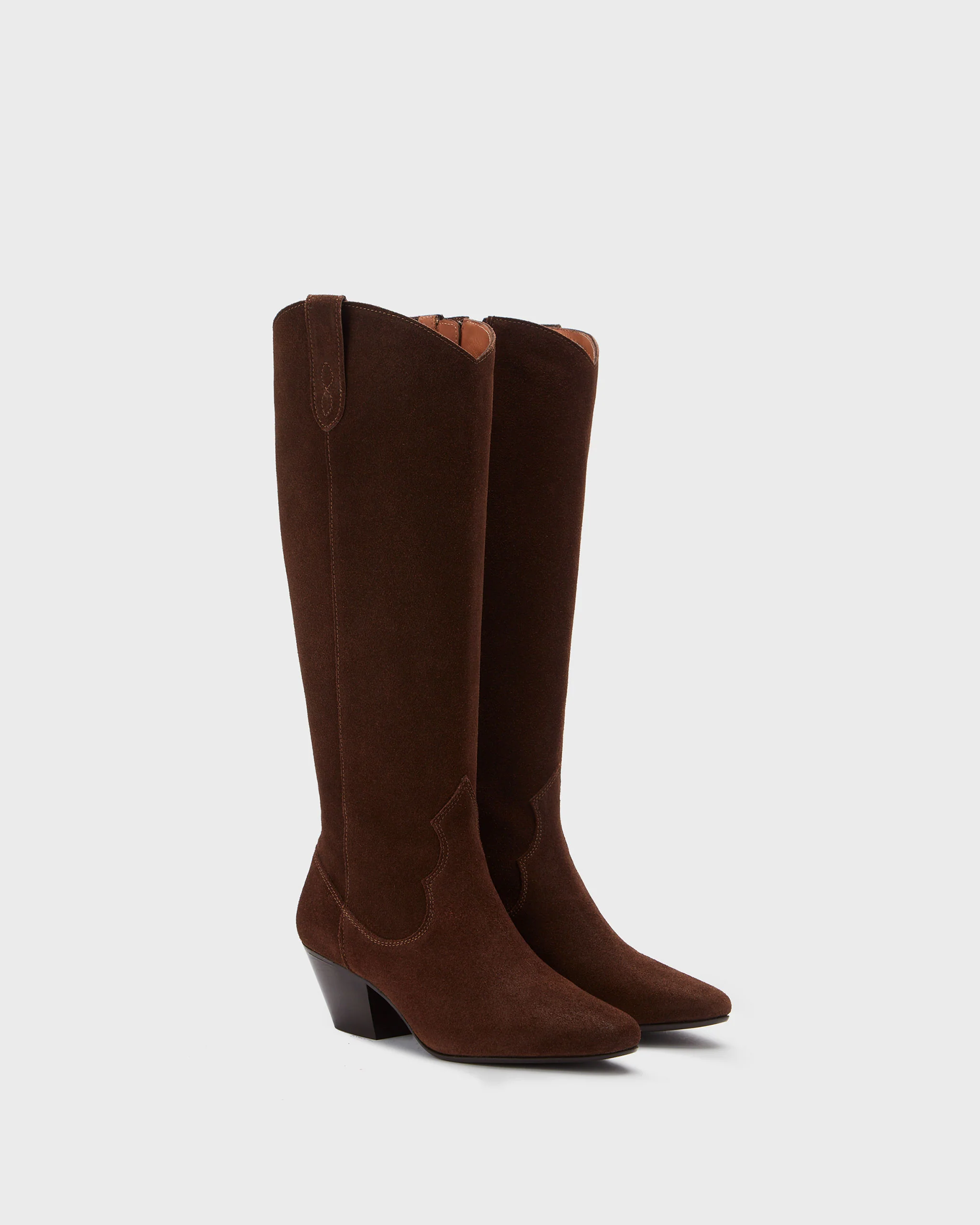 Saffron Knee High Boots in Brown Suede - Image 3