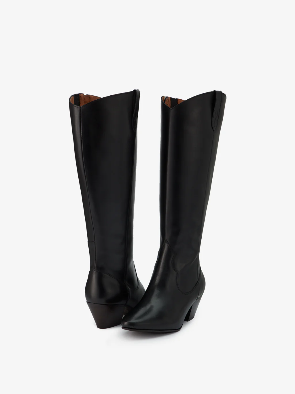 Saffron Knee High Boots in Black Leather - Image 3