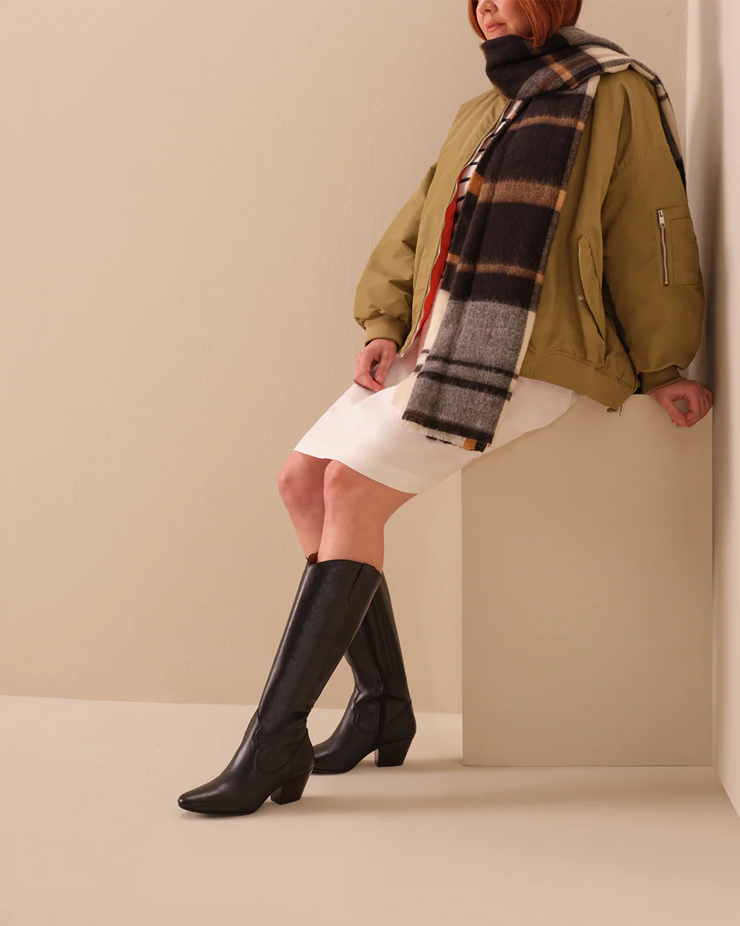 Saffron Knee High Boots in Black Leather - Image 7
