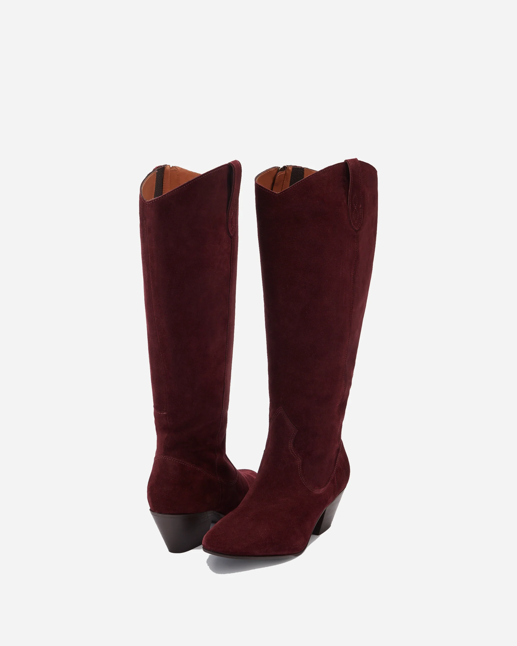 Saffron Knee High Boots in Burgundy Suede - Image 3