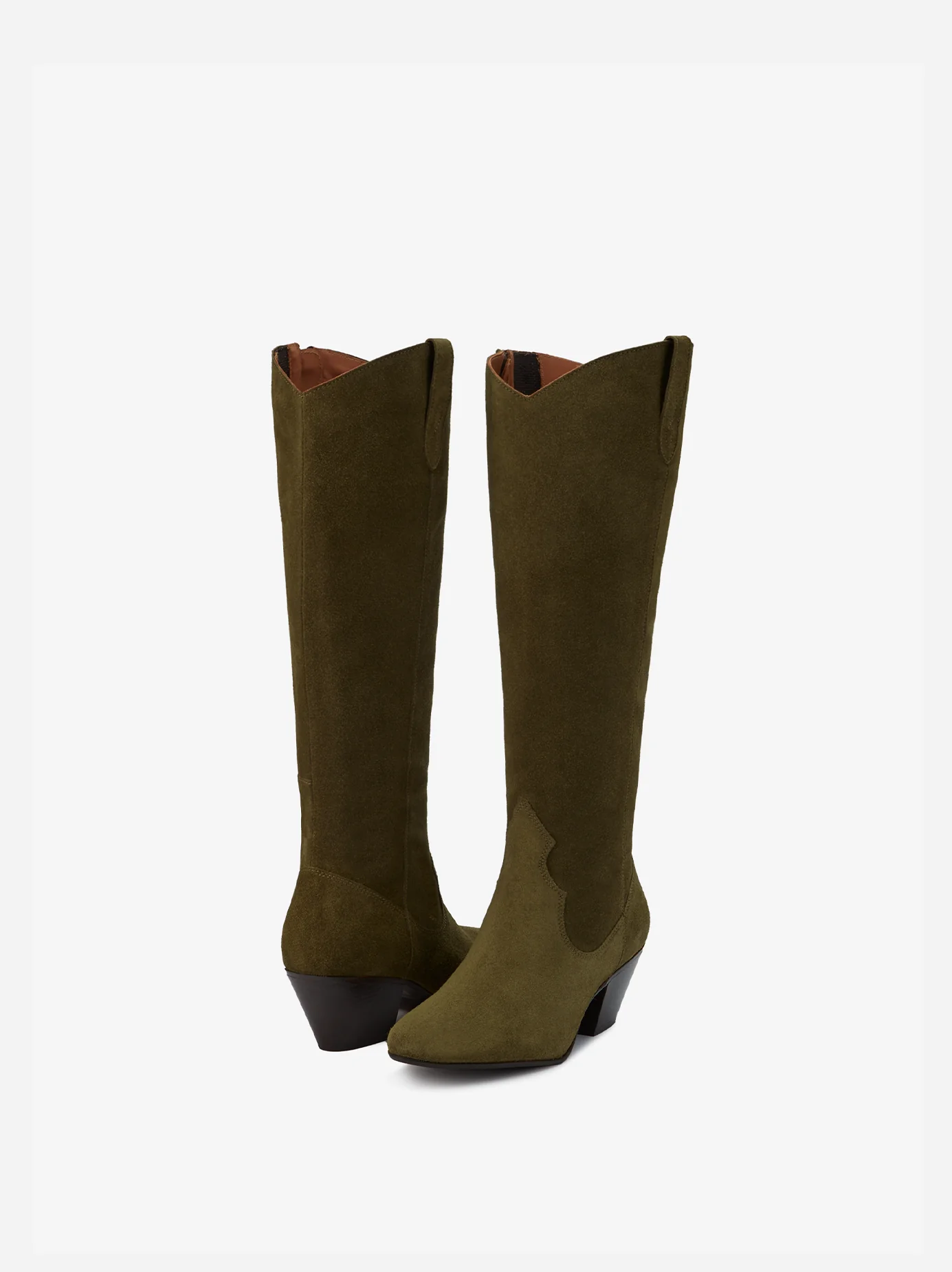 Saffron Knee High Boots in Forest Green Suede - Image 5