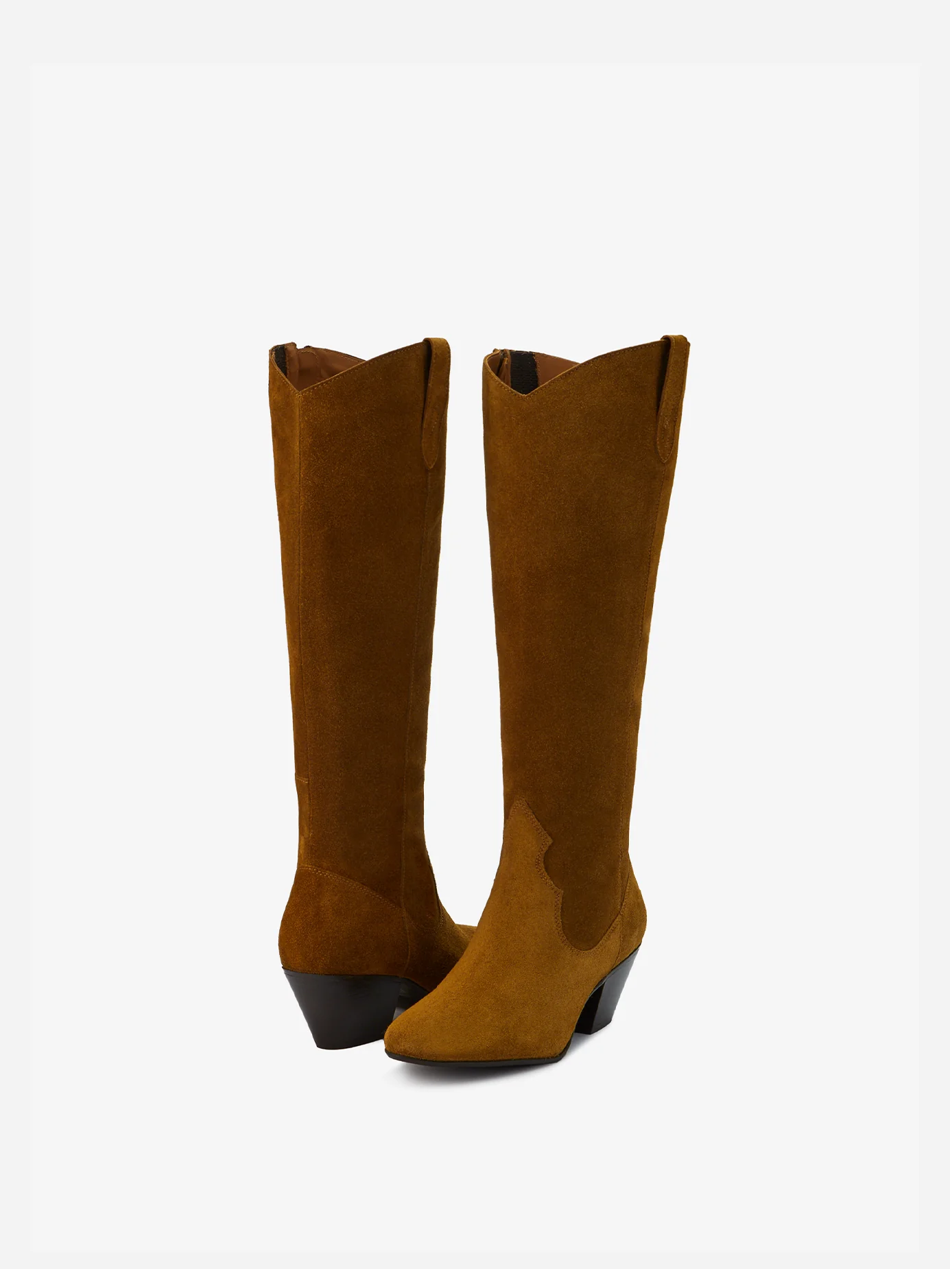 Saffron Knee High Boots in Marigold Suede - Image 3