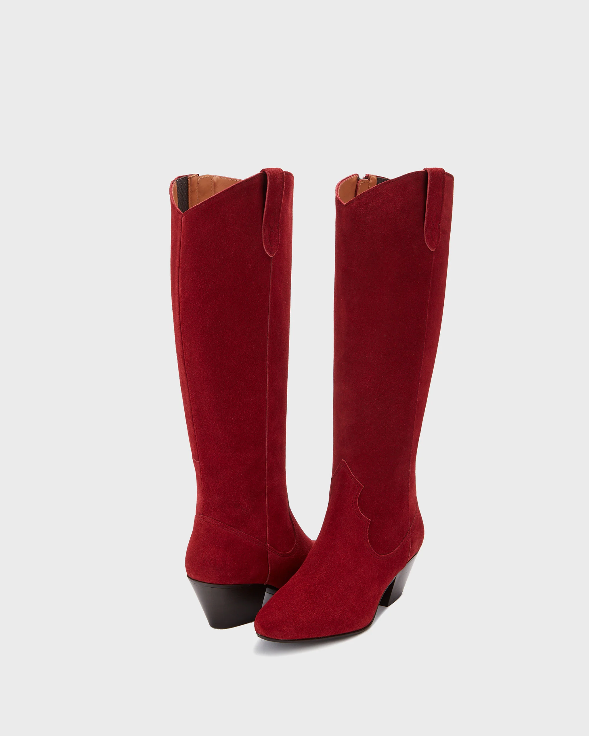Saffron Knee High Boots in Red Suede - Image 2