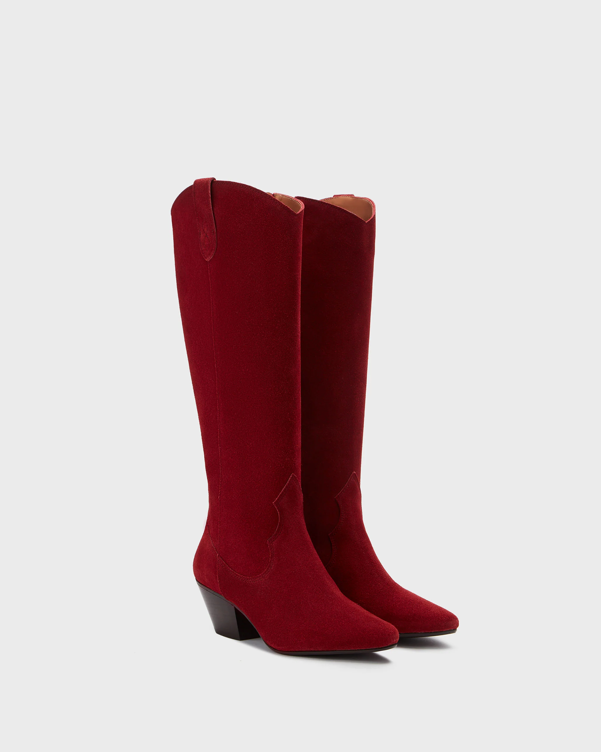 Saffron Knee High Boots in Red Suede - Image 3
