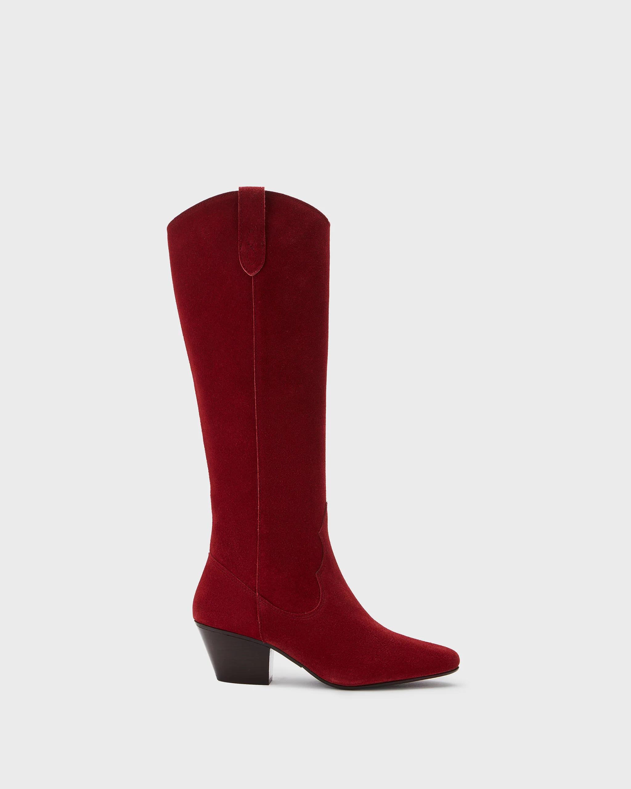 Saffron Knee High Boots in Red Suede - Image 4