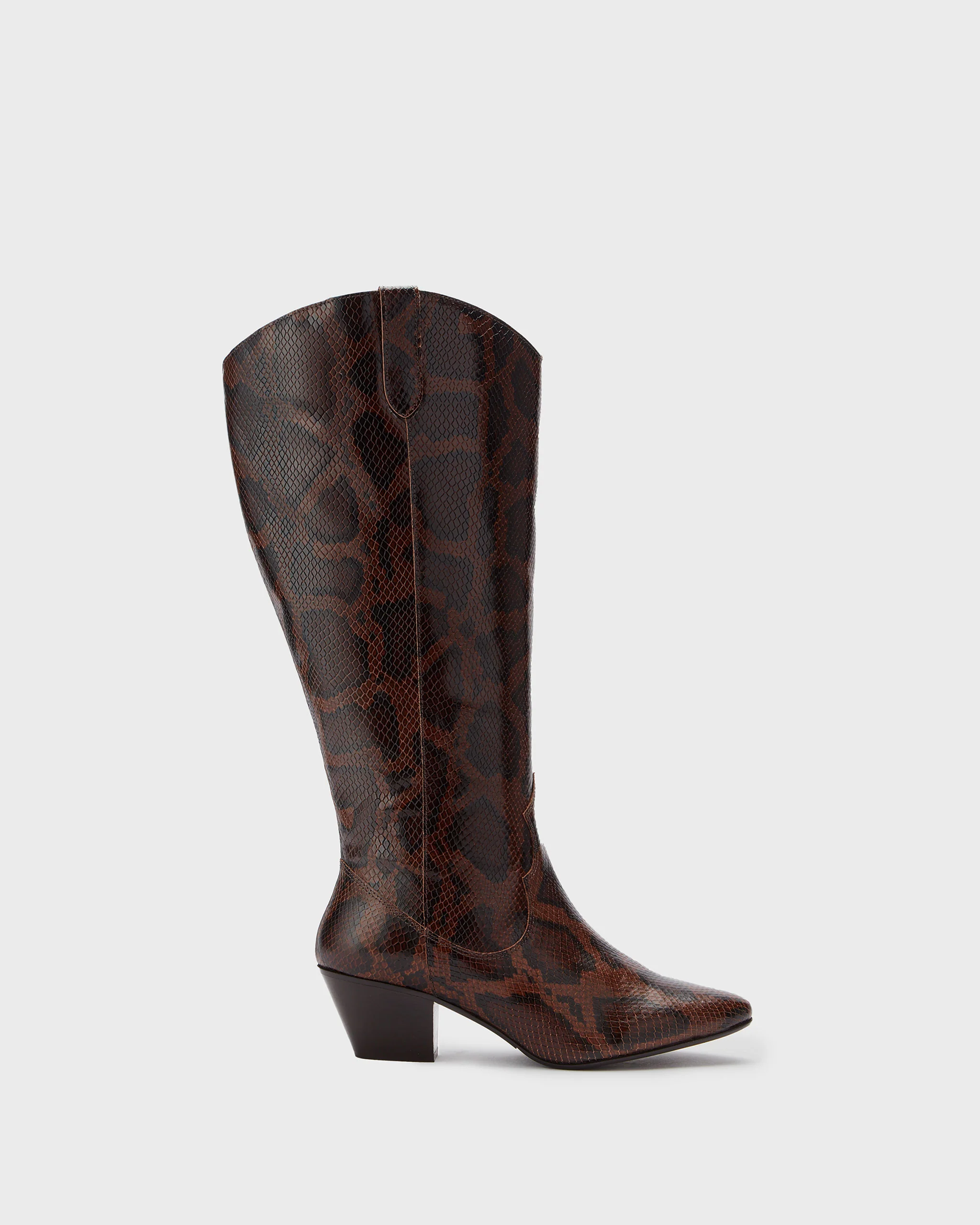 Saffron Knee High Boots in Snake Print Leather - Image 2