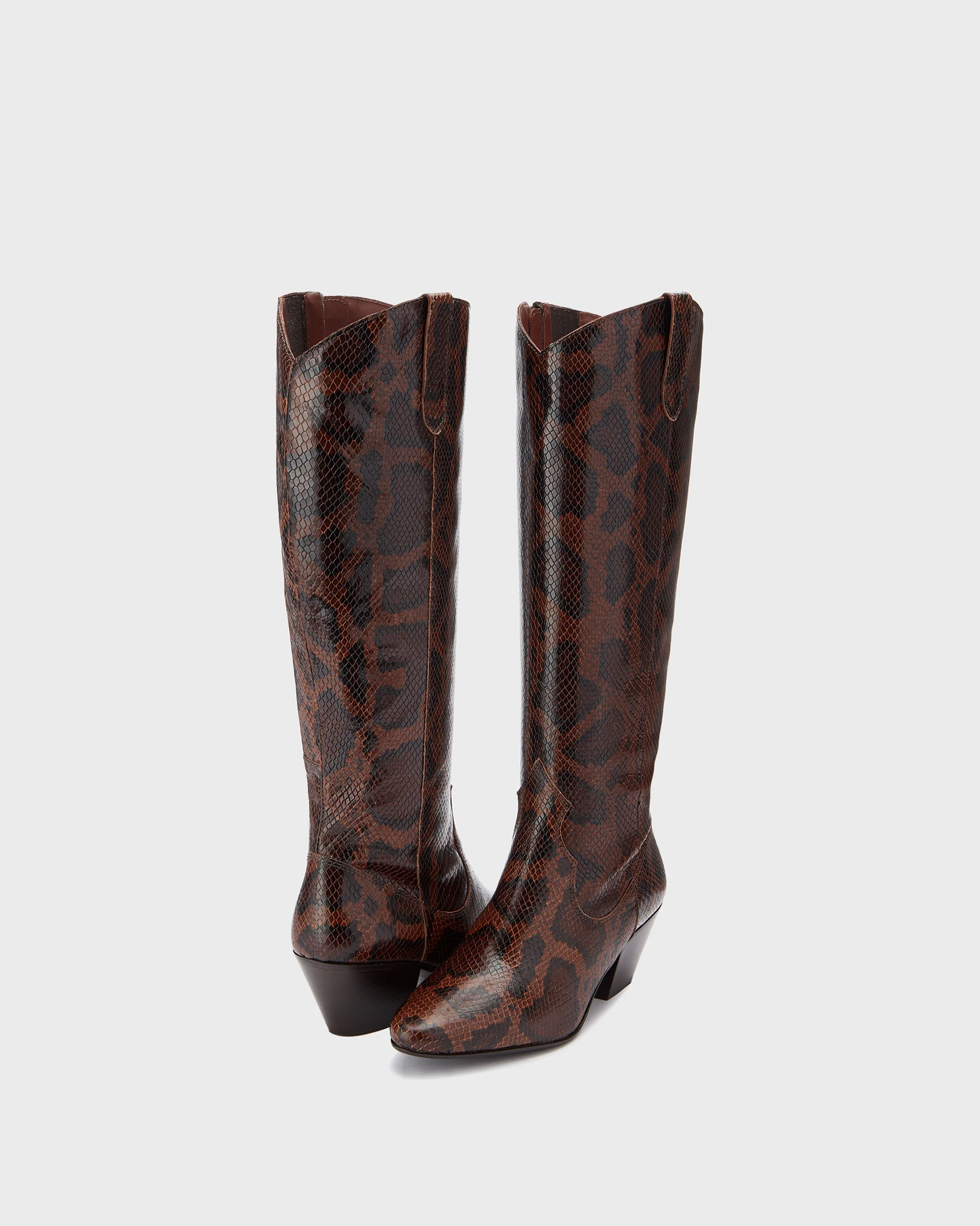 Saffron Knee High Boots in Snake Print Leather - Image 3