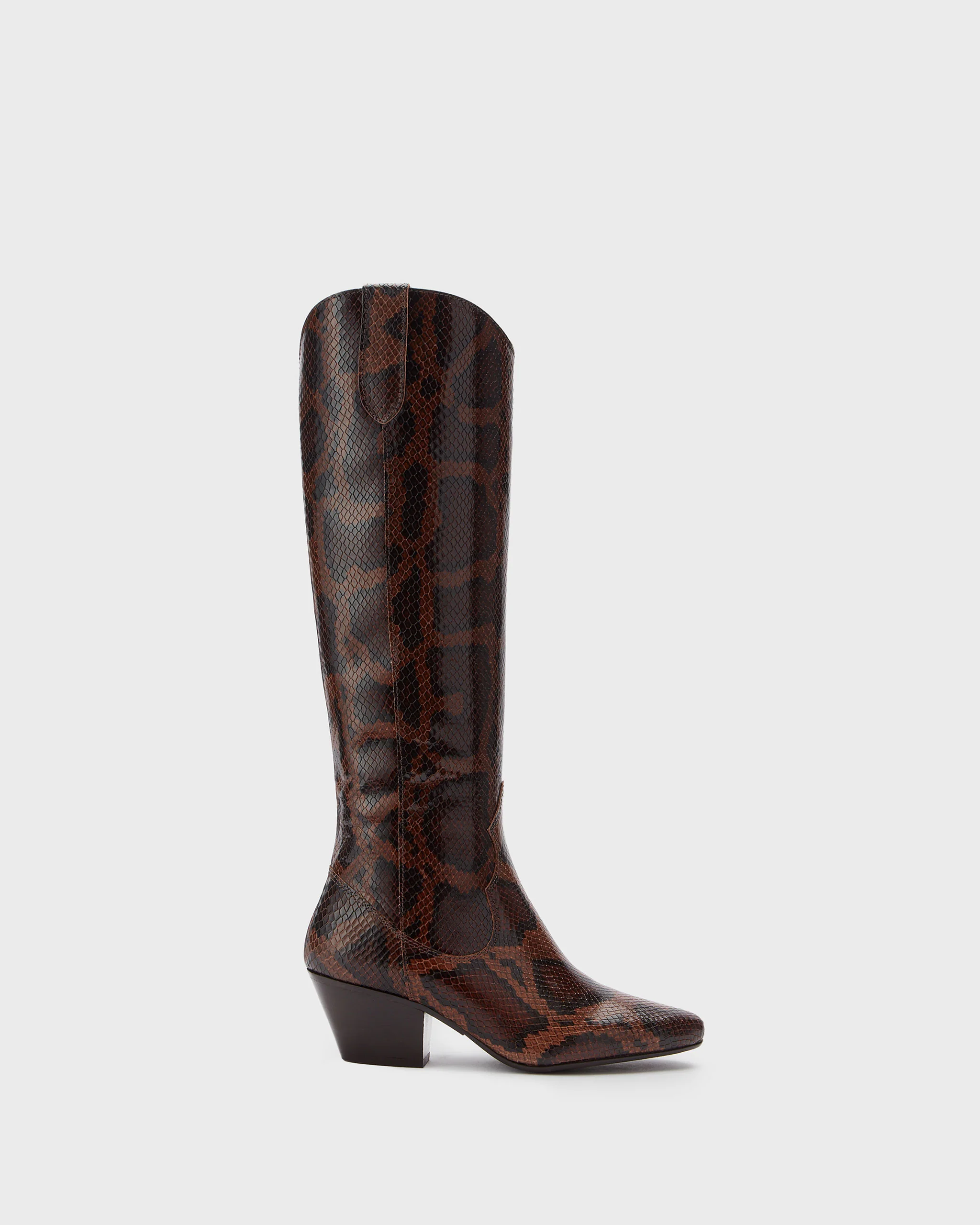 Saffron Knee High Boots in Snake Print Leather - Image 8