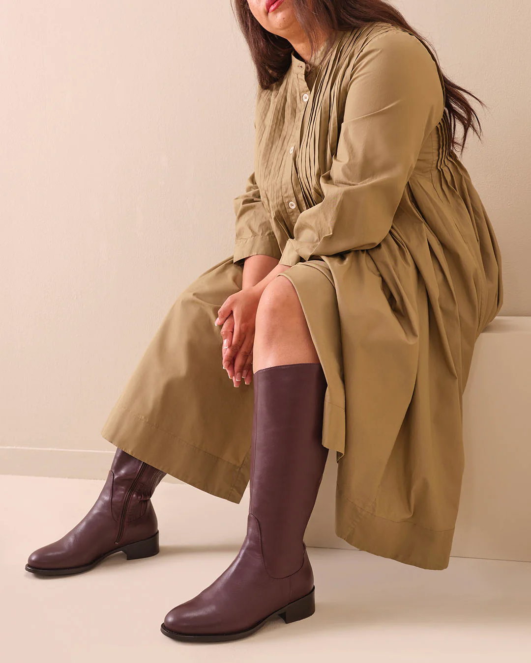 Verity Knee High Boots in Burgundy Leather - Image 4